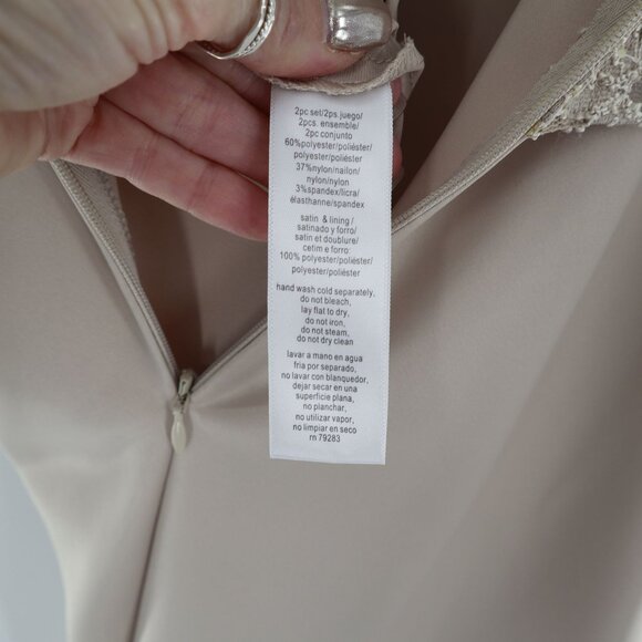 Alex Evenings Lace Sequin Dress Womens 14 Beige Cruise Formal Dance Party Event - Picture 4 of 16